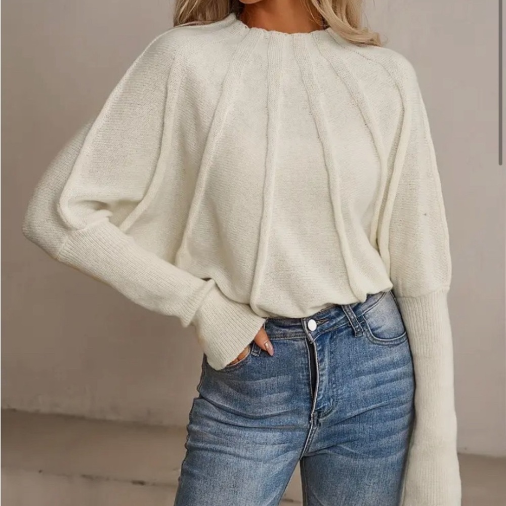 NWOT Cream M NWOT unique sweater. No brand just care tags, unique features.